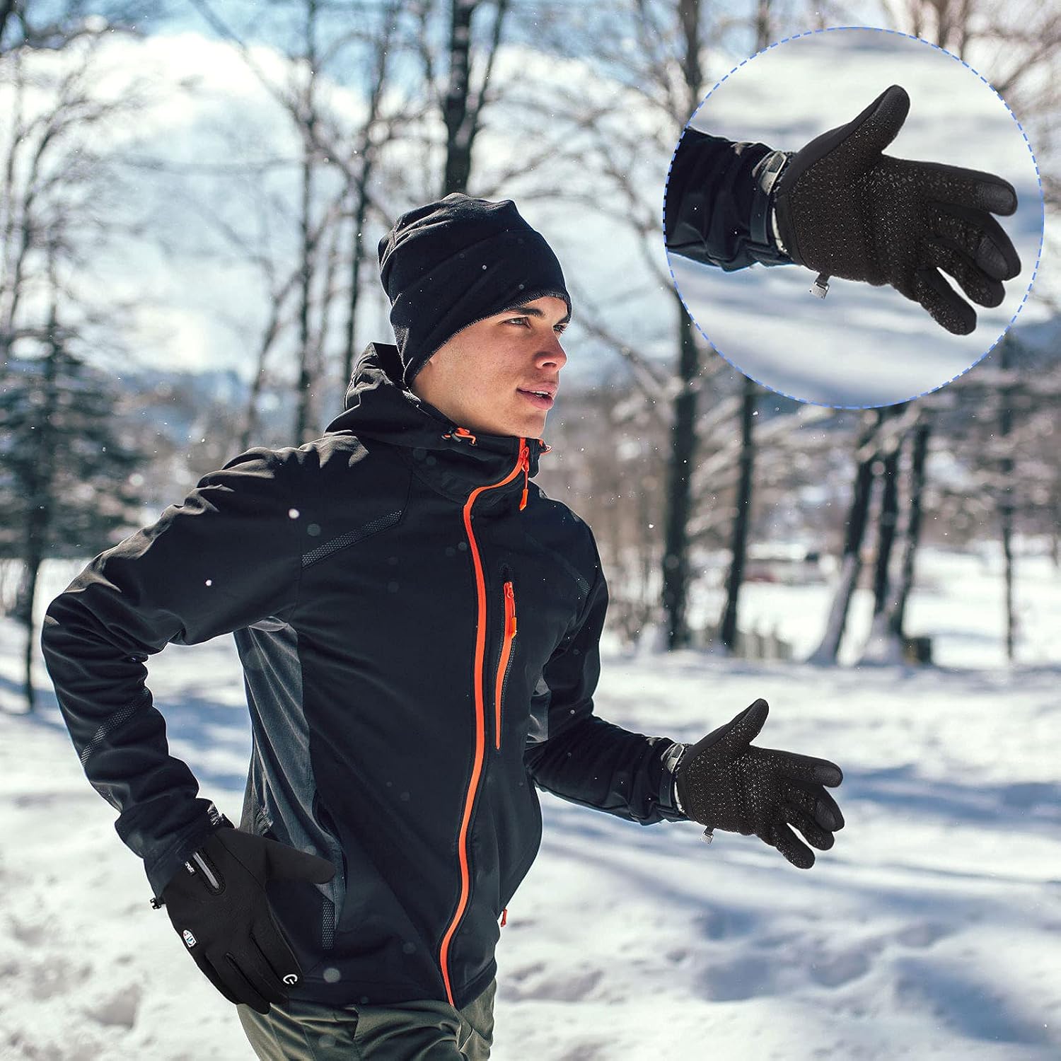 Zhanmai 3 Pairs Winter Warm Gloves Touch Screen Water Repellent Ski Gloves Anti Slip Windproof Thermal for Men Women Running Hiking